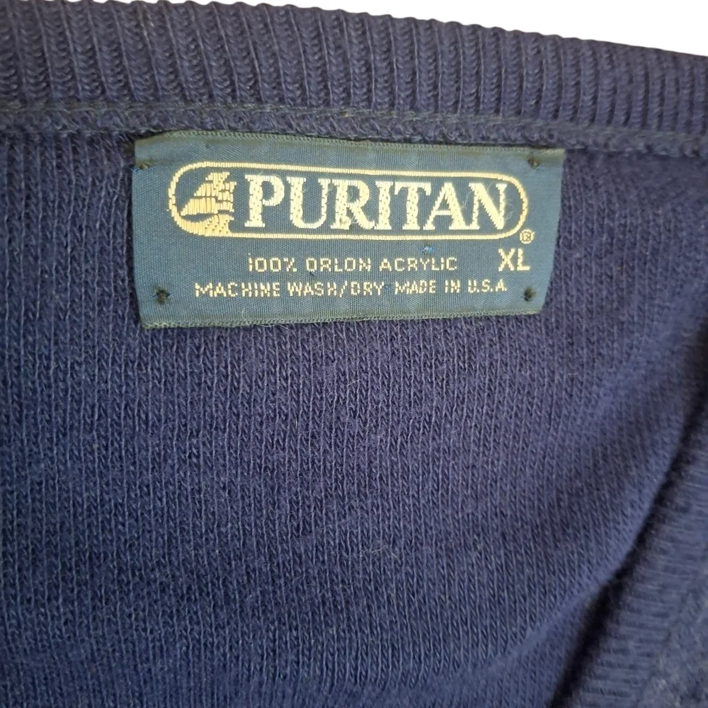Puritan Navy V-Neck Sweater with Dotted Pattern